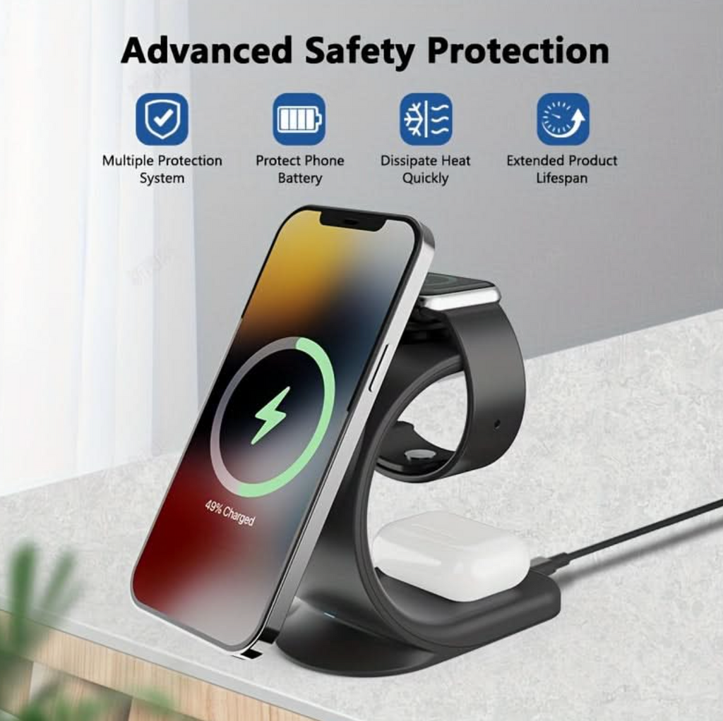 3-in-1 Wireless USB Charging Station